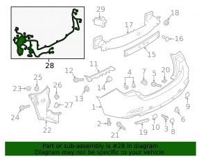 Mazda 6 13-17 usa keyless rear bumper wiring, no bsm