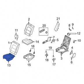 Rear seat cushion trim, 2nd row, right, Ford Escape MK4 20-26, black leather with perforation, hybrid, broken fastener