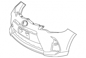 Front bumper bare Toyota Prius C 16-17