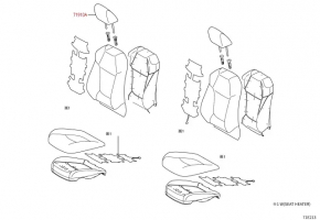 Front right headrest for Toyota Rav4 19-24, fabric, black