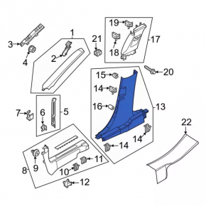 Center pillar trim lower right Ford Mustang Mach-E 21-23 black