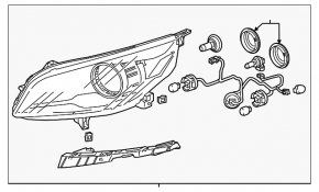 Headlight front right naked Chevrolet Malibu 13-15 halogen