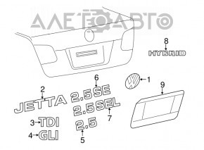 Emblem inscription SE trunk lid VW Jetta 11-16 USA