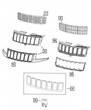 Radiator grille base Jeep Grand Cherokee WK2 14-16