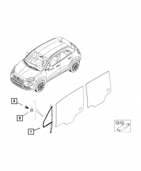 Glass triangle door front left Fiat 500X 16-22