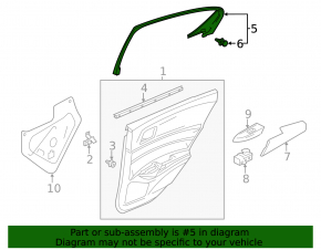 Door trim inner rear left Acura ILX 13-22