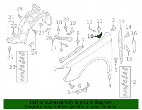 Front left fender bracket Audi A3 8V 16-18 e-tron rear