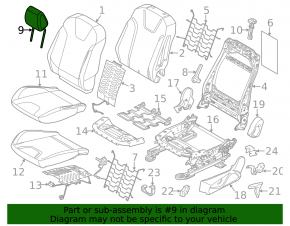 Headrest front left Ford Focus mk3 11-18 type 1, cloth black