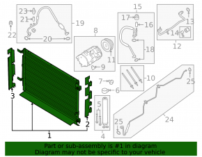 Air conditioning radiator condenser Ford Mustang mk6 15-23 3.7, 5.0