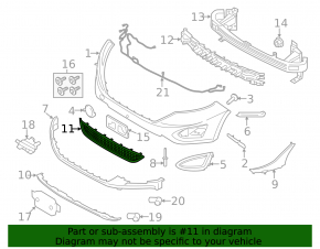 Lower grille of the front bumper of the Ford Edge 15-18 pre-restored