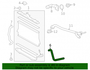 Upper cooling hose for Toyota Highlander 14-19 2.7