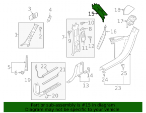 Right rear pillar trim panel in front of the window Volvo XC60 18-25, black, worn