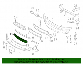 Lower grille of the front bumper Mini Cooper R56 R58 11-15
