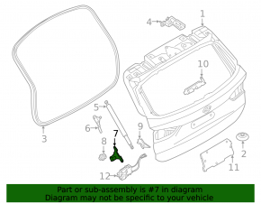 Left tailgate shock absorber bracket for BMW X1 F48 19-22 on the door with a bump stop