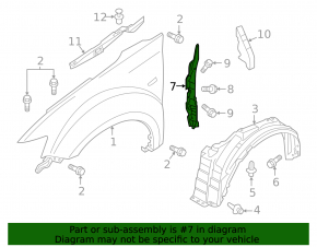 Mitsubishi Outlander 14-22 plastic door-wing seal, left
