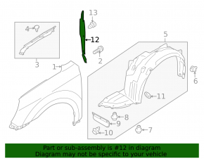 Left door-wing seal for Subaru Outback 10-14