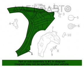 Rear fender deflection left Chrysler 200 15-17