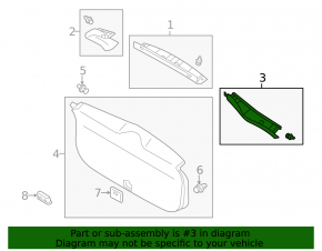 Left Trunk Door Trim Mitsubishi Outlander 14-22 Black