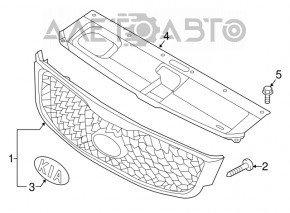 Radiator grill Kia Sorento 16-18 prerest, black with chrome, with emblem, chrome swelled