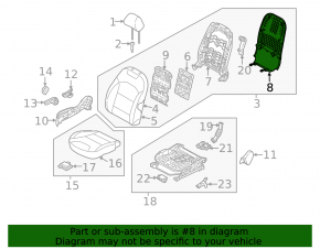 Kia Niro 17-22 HEV, PHEV rear passenger seat trim, gray, with mesh, scratches