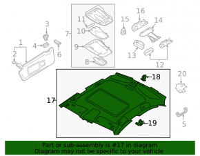 Audi A4 B9 17 headlining - black, under the sunroof, corners are broken