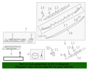 Mazda 6 19-21 SKYACTIV G trunk lid emblem