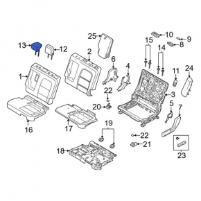 Ford Escape MK4 2020-22 rear center headrest, black leather