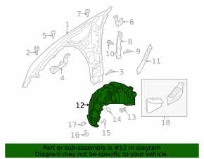 Front right fender liner for Jaguar I-Pace 22-23