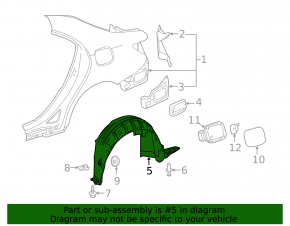 Rear right mudguard Mercedes CLA 14-19, fastening torn 