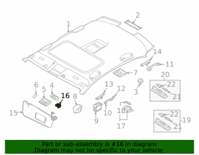 Driver's sun visor mounting hook for BMW X3 F25 11-17 gray