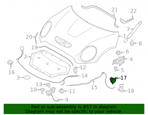 Mini Cooper F56 3d 14- Interior Hood Lock Handle