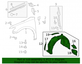 Front right fender liner for Toyota Camry 25-26