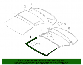 Front convertible roof seal with moldings BMW 4 F33 14-20 convertible, matt chrome