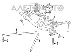 Rear subframe Audi A3 8V 15-19 FWD