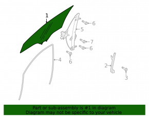 Front left door glass for Subaru Outback 10-14