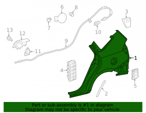 Sunset rear wing left Toyota Prius V 12-17 graphite
