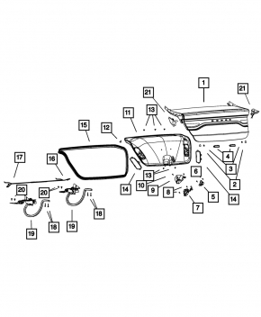 Trunk lid hinge left Dodge Dart 13-16