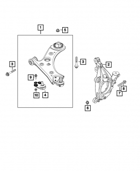 Lower control arm front right Jeep Compass 17-22 without ball joint