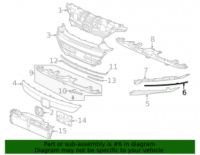Right radiator grille eyelash seal for Honda Accord 2021-22