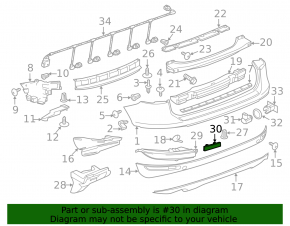 Rear bumper reflector left VW Touareg 11-14