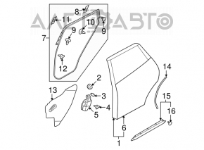 Rear left door seal for Nissan Rogue 08-15
