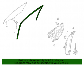Front right glass seal Mazda 3 14-18 BM