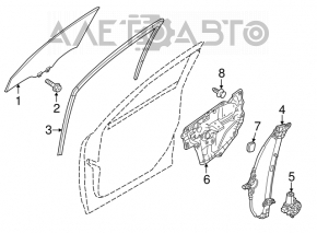 Front right glass seal Mazda 3 14-18 BM