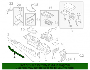 Black center console trim, upper left side, Ford Edge 19-24