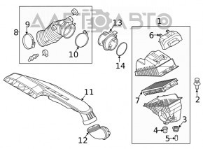Air duct for filter Kia K5 21-26 1.6T, 2.5T