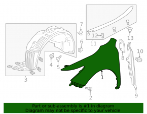 Front left wing Acura MDX 14-16 pre-rest