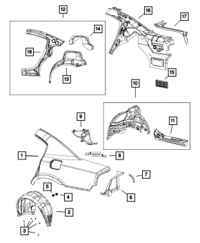 Quarter wing rear left Dodge Charger 15-23 rest
