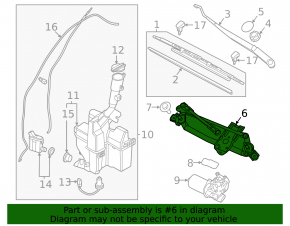 Kia Sportage 23-26 windshield wiper linkage with motor
