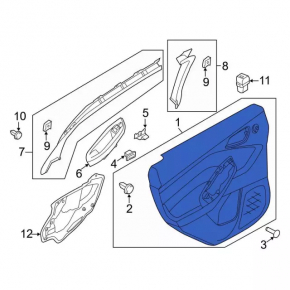 Door trim panel front left Ford Focus mk3 11-18 black, dirty