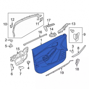 Door trim panel front left Ford Focus mk3 11-18 black, dirty